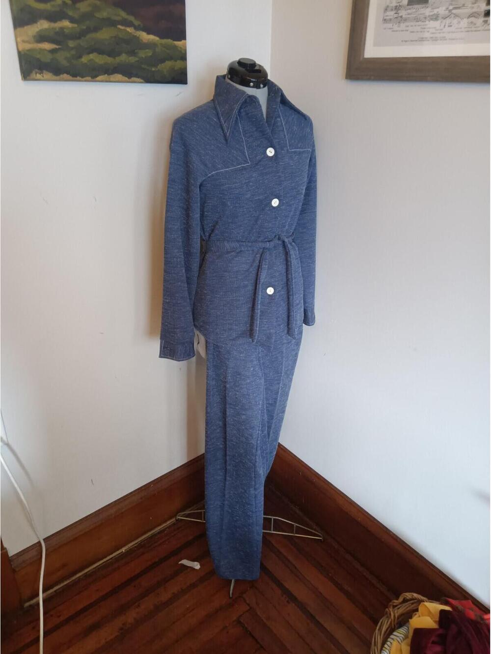 Deadstock 70s Pantsuit, JC Penneys Retro Mcm Mod Gogo Shirt And Paints Size S